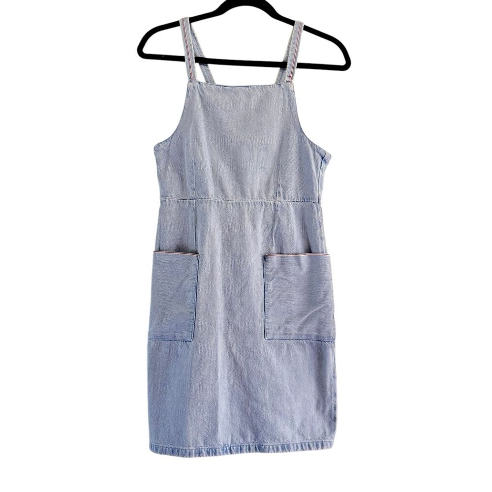 Topshop Moto Denim Dress Women's Size 4 Light Wash Spaghetti Strap Mini Dress